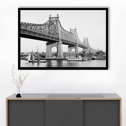 Queensboro Bridge New York City Architecture Print Black and White Art, Framed Art Print Wall Decor