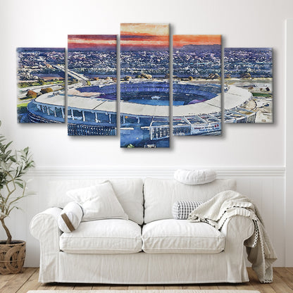 RFK Painting Stadium Watercolor, Washington, DC Watercolor, Sport Art, Mixed 5 Panel, Canvas Print Wall Art