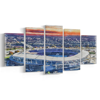 RFK Painting Stadium Watercolor, Washington, DC Watercolor, Sport Art, Mixed 5 Panel, Canvas Print Wall Art