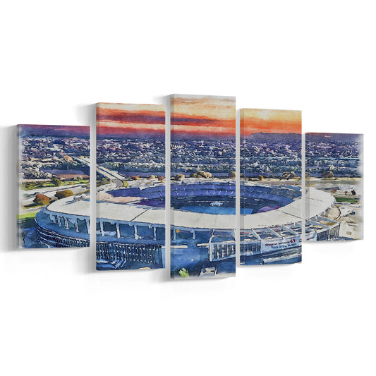 RFK Painting Stadium Watercolor, Washington, DC Watercolor, Sport Art, Mixed 5 Panel, Canvas Print Wall Art