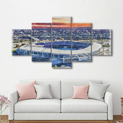 RFK Painting Stadium Watercolor, Washington, DC Watercolor, Sport Art, Mixed 5 Panel, Canvas Print Wall Art