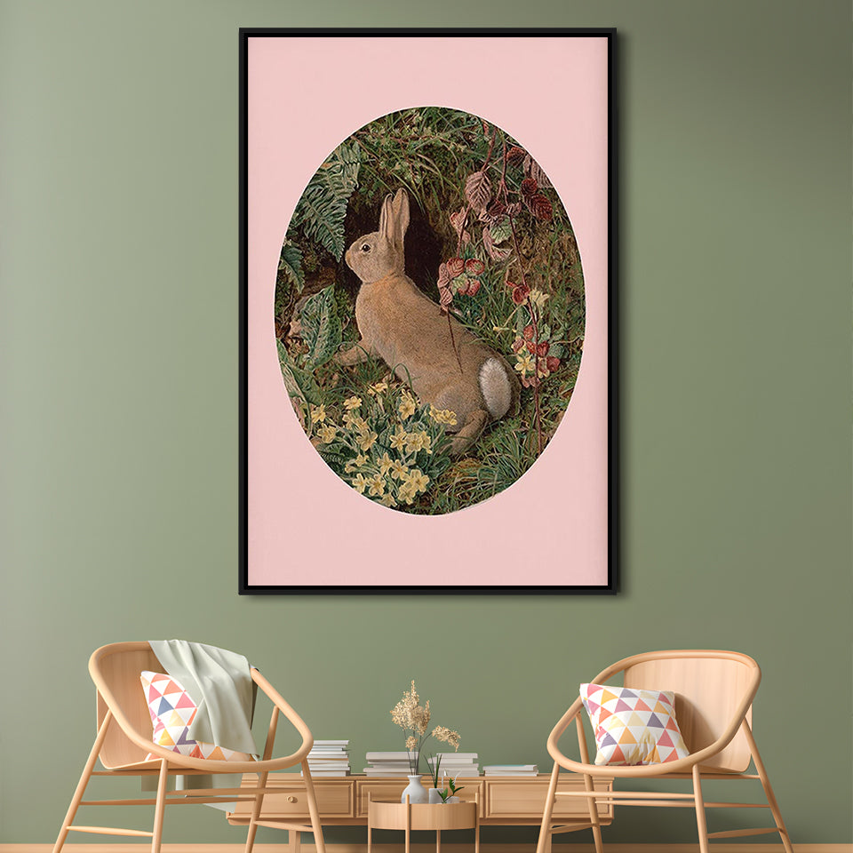 Rabbit Wall Art,Pring Decor,Pring Wall Prints, Floating Framed Canvas Art Print,, Framed Canvas Prints Wall Art