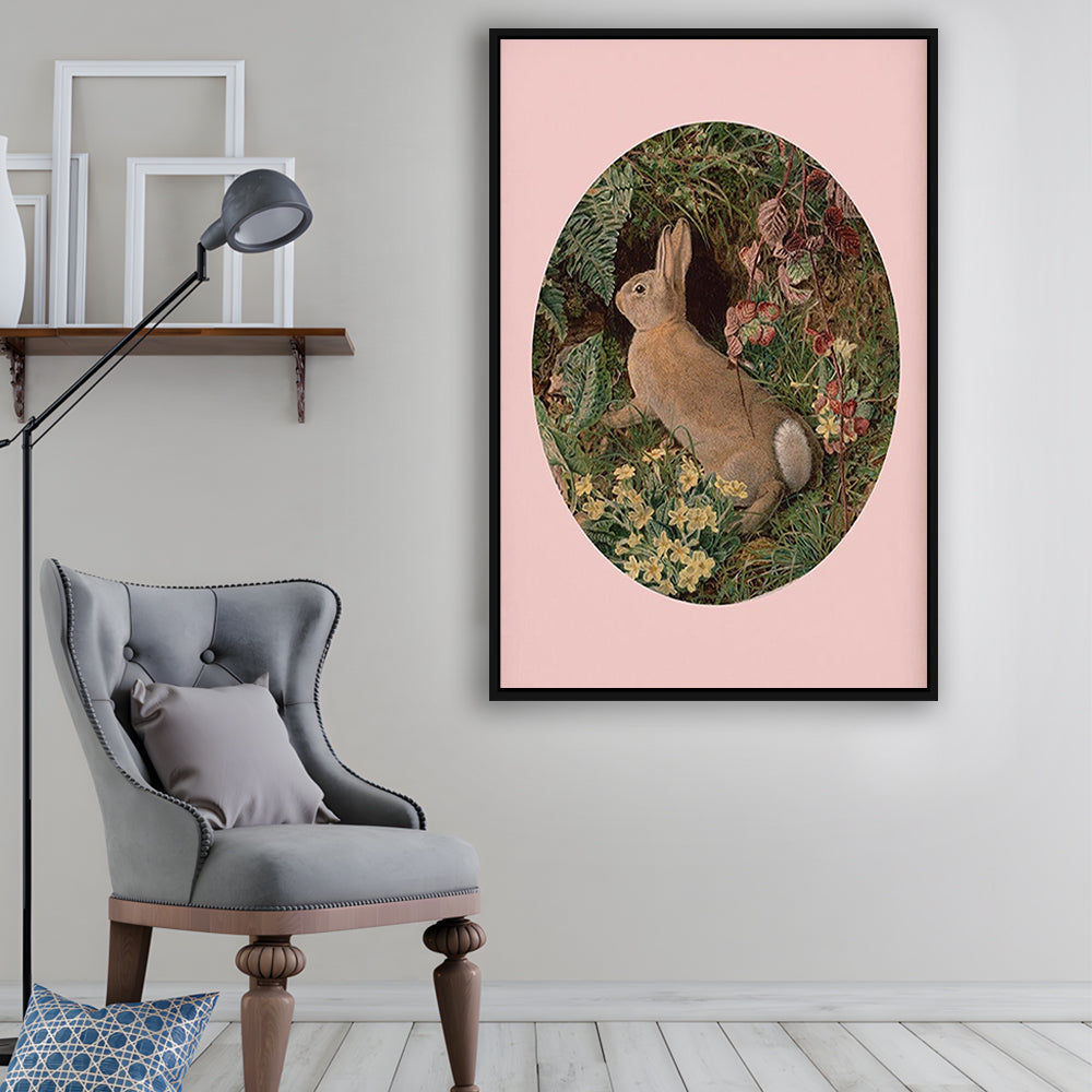 Rabbit Wall Art,Pring Decor,Pring Wall Prints, Floating Framed Canvas Art Print,, Framed Canvas Prints Wall Art