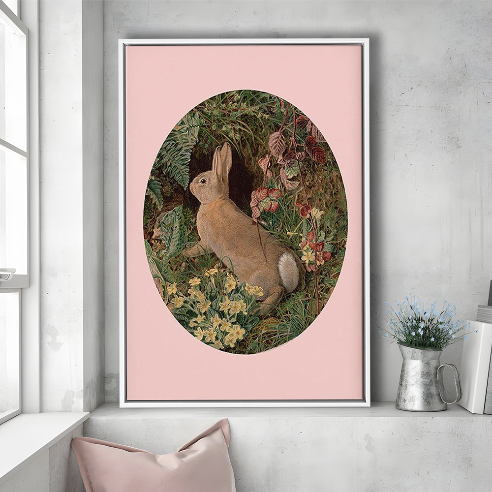 Rabbit Wall Art,Pring Decor,Pring Wall Prints, Floating Framed Canvas Art Print,, Framed Canvas Prints Wall Art