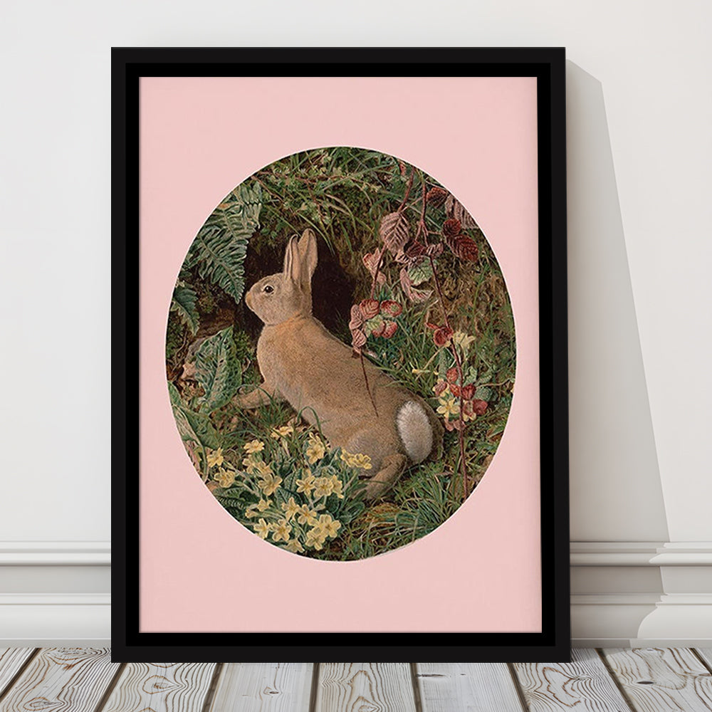 Rabbit Wall Art,Pring Decor,Pring Wall Prints, Floating Framed Canvas Art Print,, Framed Canvas Prints Wall Art