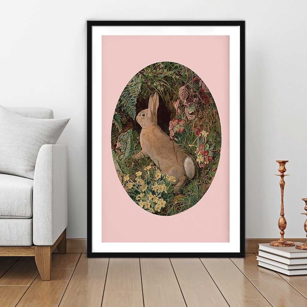 Rabbit Wall Art,Pring Decor,Pring Wall Prints, Framed Picture Print, Framed Art Prints White Border Wall Decor