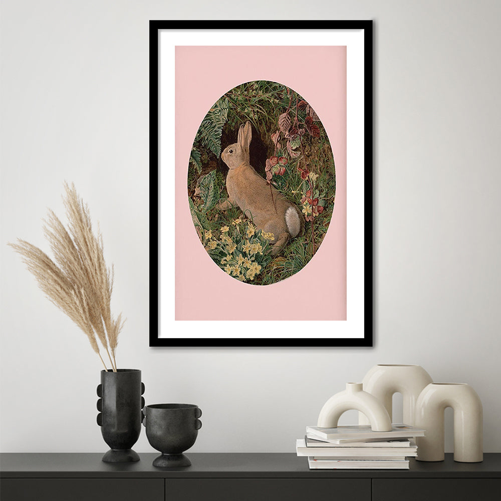 Rabbit Wall Art,Pring Decor,Pring Wall Prints, Framed Picture Print, Framed Art Prints White Border Wall Decor