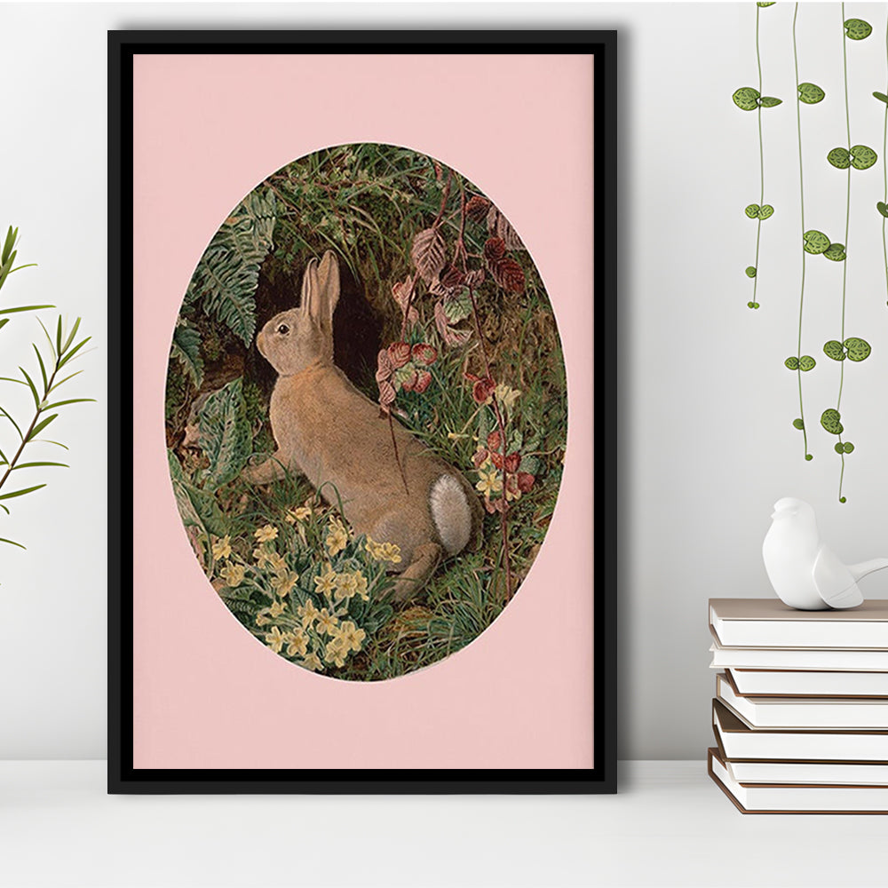 Rabbit Wall Art,Pring Decor,Pring Wall Prints, Floating Framed Canvas Art Print,, Framed Canvas Prints Wall Art