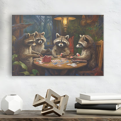 Raccoons Playing Poker, Game Room, Poker Room Decor, Man Cave, Canvas Print Wall Art, Wall Decor, Painting Canvas
