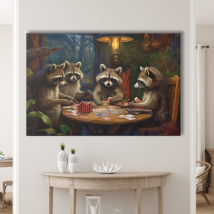 Raccoons Playing Poker, Game Room, Poker Room Decor, Man Cave, Canvas Print Wall Art, Wall Decor, Painting Canvas