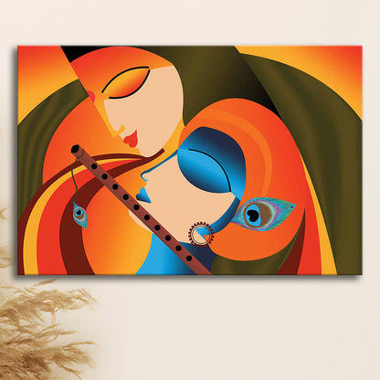 Radha Krishna Abstract Art, Multicolored Printed Wall Decor, Religion Wall Art, Cavas Print Wall Art Hom Decor