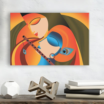 Radha Krishna Abstract Art, Multicolored Printed Wall Decor, Religion Wall Art, Cavas Print Wall Art Hom Decor