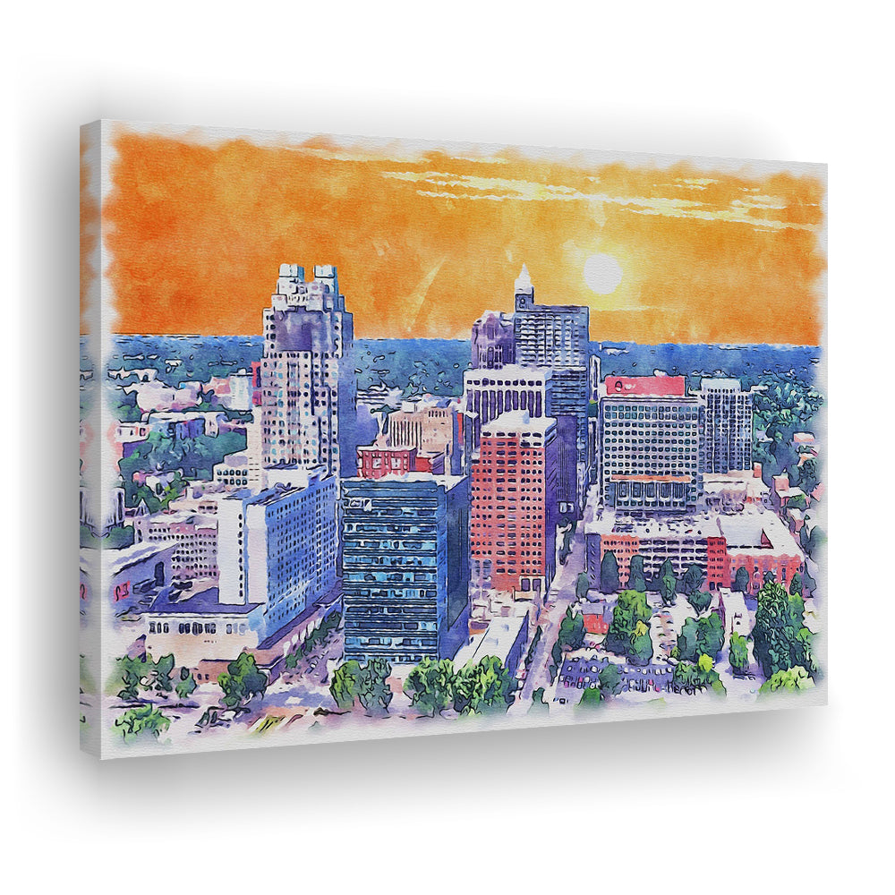 Raleigh Watercolor Painting Canvas, Raleigh North Carolina, Sport Art, Gifts for him, Canvas Print Wall Art