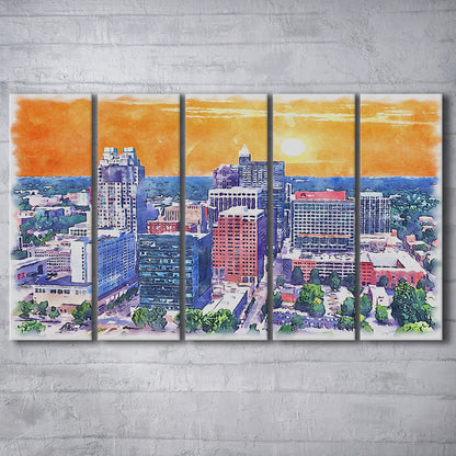 Raleigh Watercolor Painting Canvas, Raleigh North Carolina, Sport Art, Extra Large Canvas Print Wall Art
