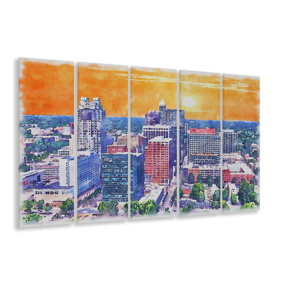 Raleigh Watercolor Painting Canvas, Raleigh North Carolina, Sport Art, Extra Large Canvas Print Wall Art