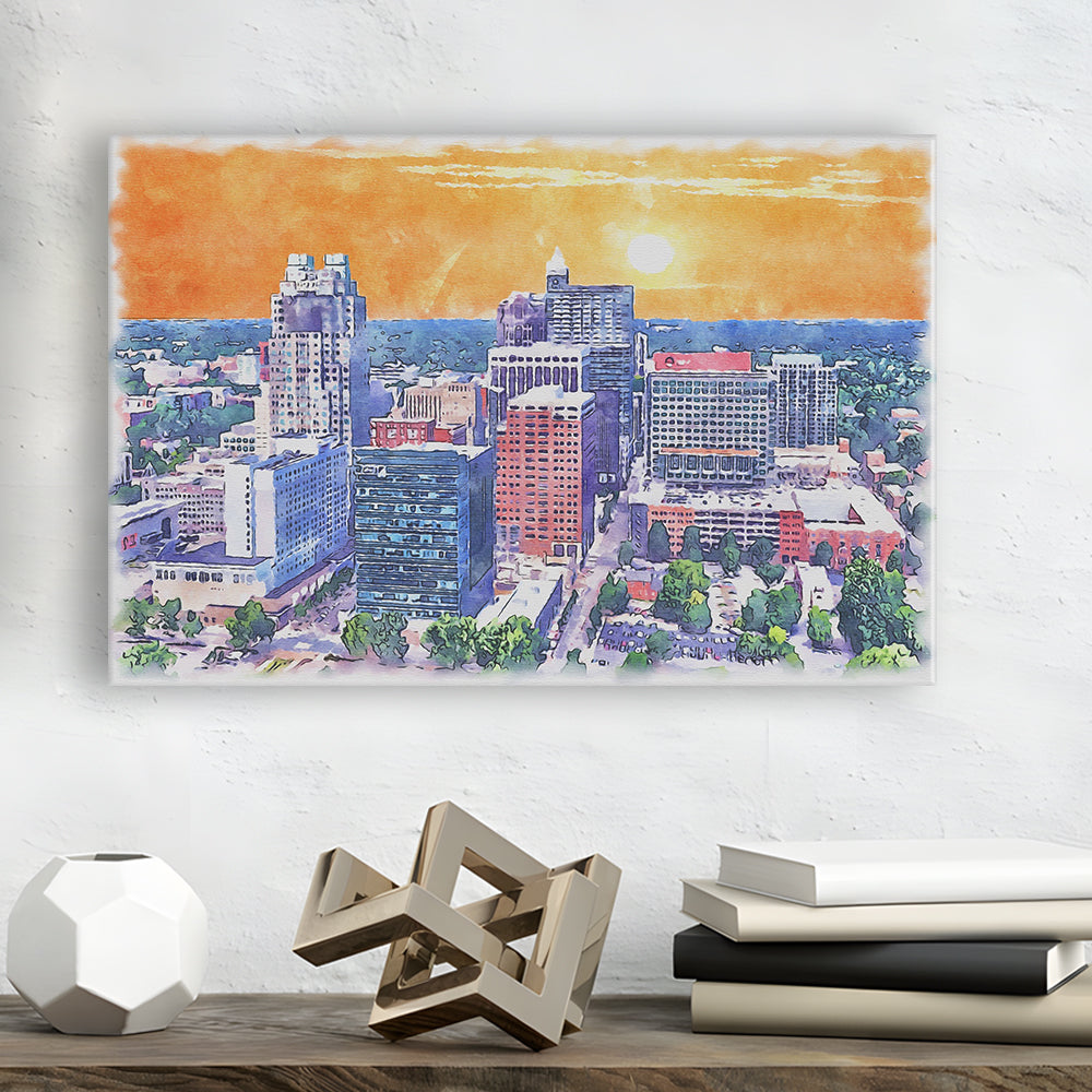 Raleigh Watercolor Painting Canvas, Raleigh North Carolina, Sport Art, Gifts for him, Canvas Print Wall Art