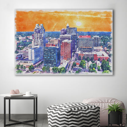 Raleigh Watercolor Painting Canvas, Raleigh North Carolina, Sport Art, Gifts for him, Canvas Print Wall Art