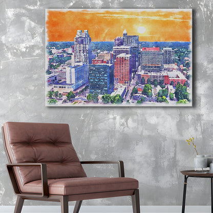 Raleigh Watercolor Painting Canvas, Raleigh North Carolina, Sport Art, Gifts for him, Canvas Print Wall Art