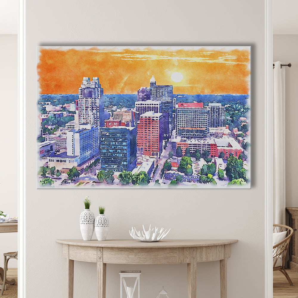 Raleigh Watercolor Painting Canvas, Raleigh North Carolina, Sport Art, Gifts for him, Canvas Print Wall Art