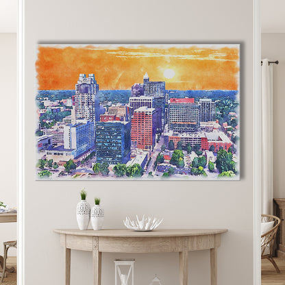 Raleigh Watercolor Painting Canvas, Raleigh North Carolina, Sport Art, Gifts for him, Canvas Print Wall Art
