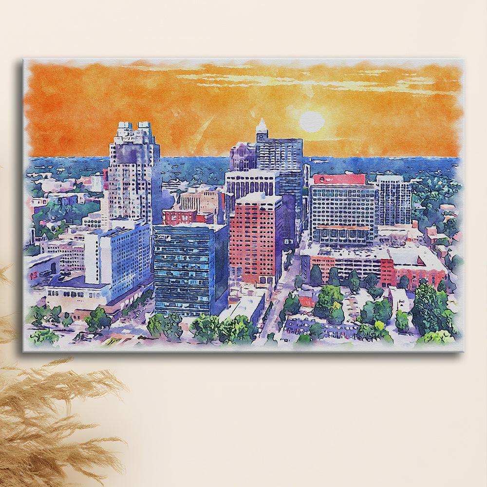 Raleigh Watercolor Painting Canvas, Raleigh North Carolina, Sport Art, Gifts for him, Canvas Print Wall Art