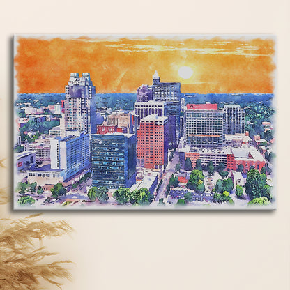 Raleigh Watercolor Painting Canvas, Raleigh North Carolina, Sport Art, Gifts for him, Canvas Print Wall Art