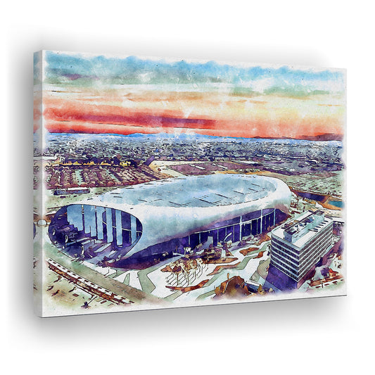 Rams Football Stadium, SoFi Painting Stadium Watercolor, Sport Art, Gifts for him, Canvas Print Wall Art
