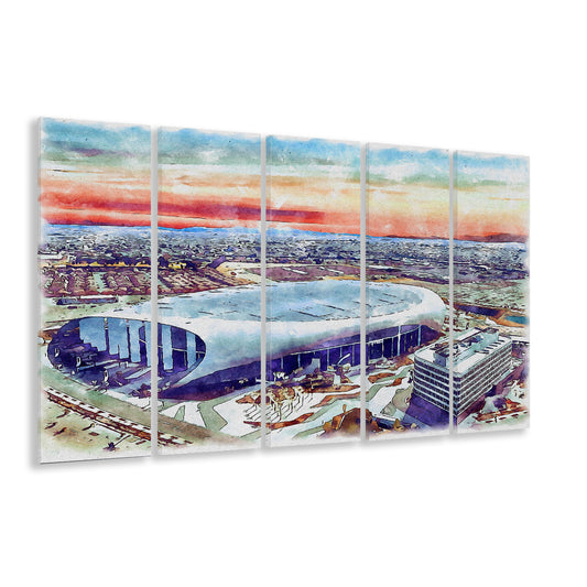 Rams Football Stadium, SoFi Painting Stadium Watercolor, Sport Art, Extra Large Canvas Print Wall Art