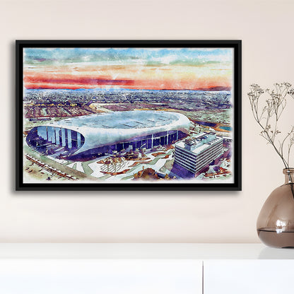 Rams Football Stadium, SoFi Painting Stadium Watercolor, Sport Gift Art, Framed Canvas Print Wall Art
