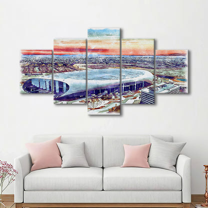 Rams Football Stadium, SoFi Painting Stadium Watercolor, Sport Art, Mixed 5 Panel, Canvas Print Wall Art