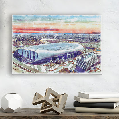 Rams Football Stadium, SoFi Painting Stadium Watercolor, Sport Art, Gifts for him, Canvas Print Wall Art