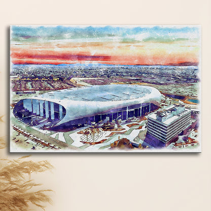 Rams Football Stadium, SoFi Painting Stadium Watercolor, Sport Art, Gifts for him, Canvas Print Wall Art