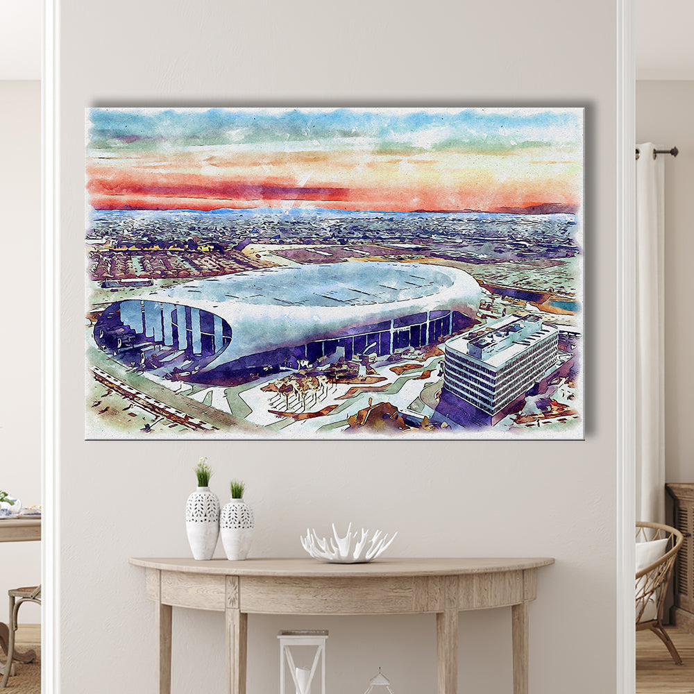 Rams Football Stadium, SoFi Painting Stadium Watercolor, Sport Art, Gifts for him, Canvas Print Wall Art