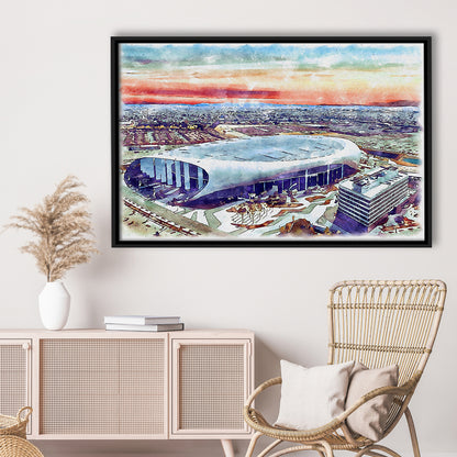 Rams Football Stadium, SoFi Painting Stadium Watercolor, Sport Gift Art, Framed Canvas Print Wall Art