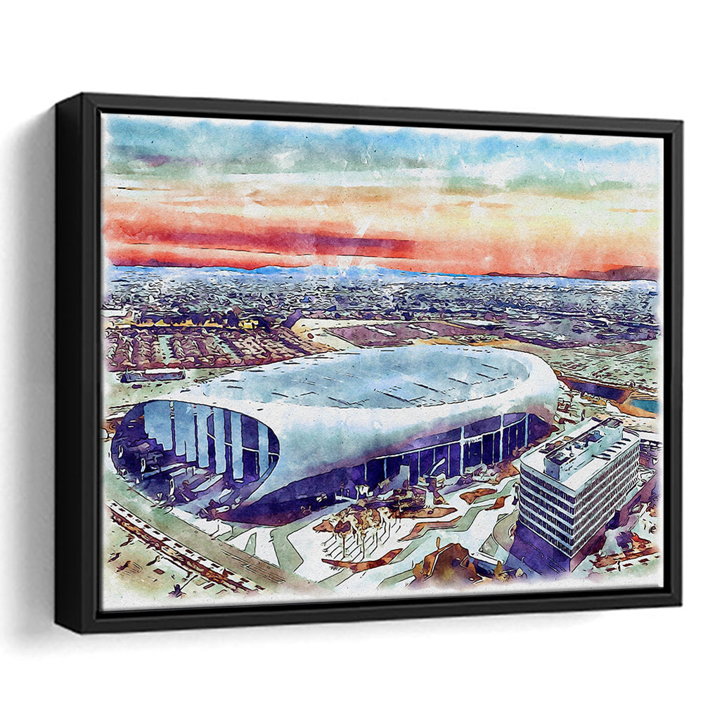 Rams Football Stadium, SoFi Painting Stadium Watercolor, Sport Gift Art, Framed Canvas Print Wall Art