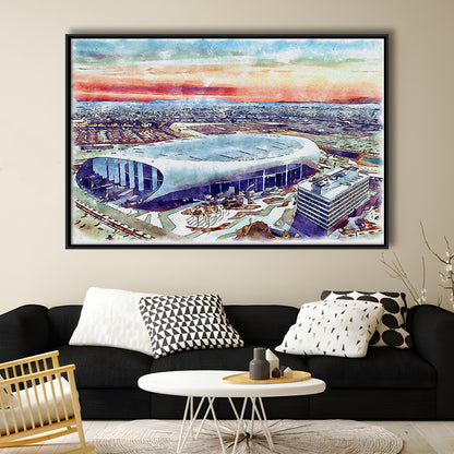 Rams Football Stadium, SoFi Painting Stadium Watercolor, Sport Gift Art, Framed Canvas Print Wall Art