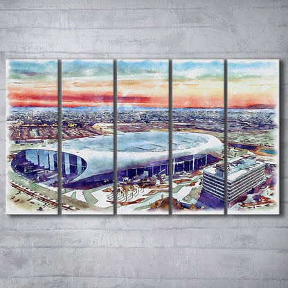 Rams Football Stadium, SoFi Painting Stadium Watercolor, Sport Art, Extra Large Canvas Print Wall Art