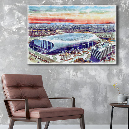 Rams Football Stadium, SoFi Painting Stadium Watercolor, Sport Art, Gifts for him, Canvas Print Wall Art