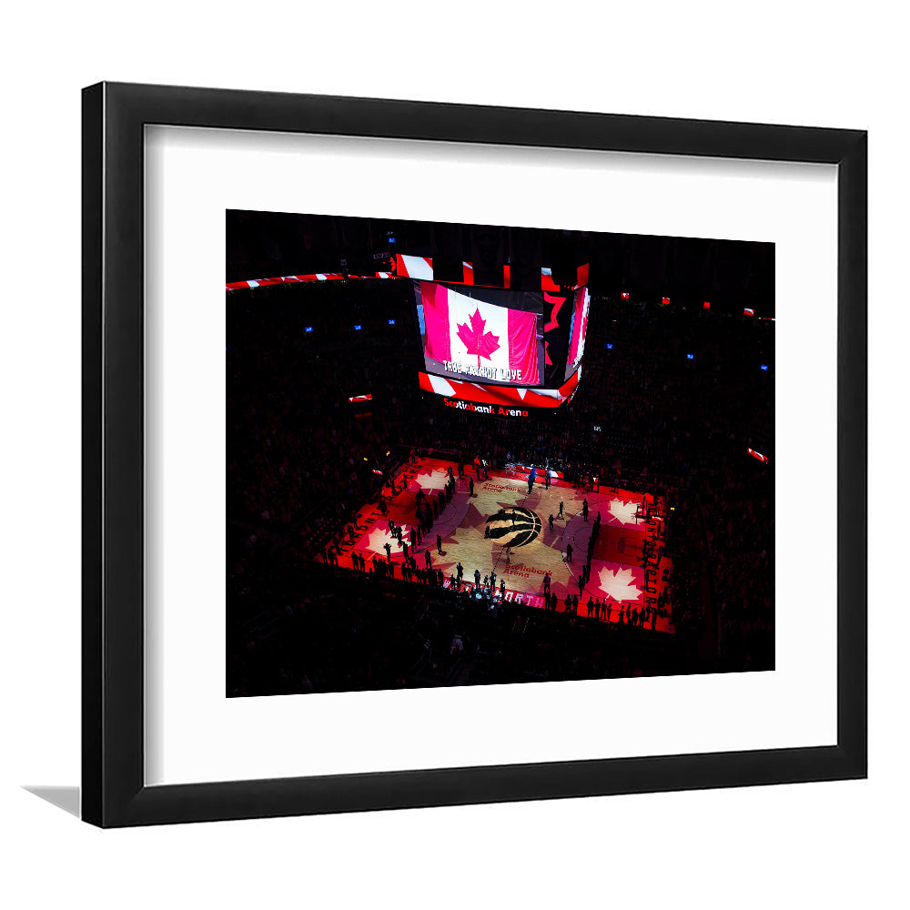 Raptors in Canada, Stadium Canvas, Sport Art, Gift for him, White Border Framed Art Print Wall Decor