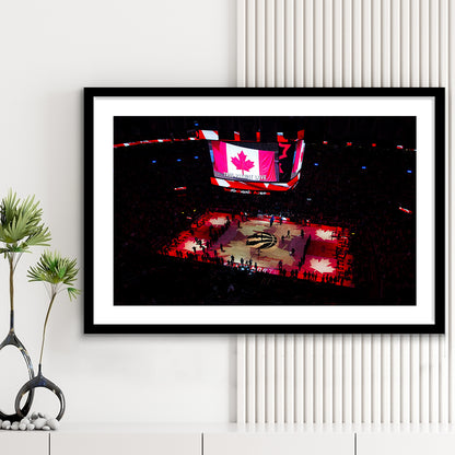 Raptors in Canada, Stadium Canvas, Sport Art, Gift for him, White Border Framed Art Print Wall Decor