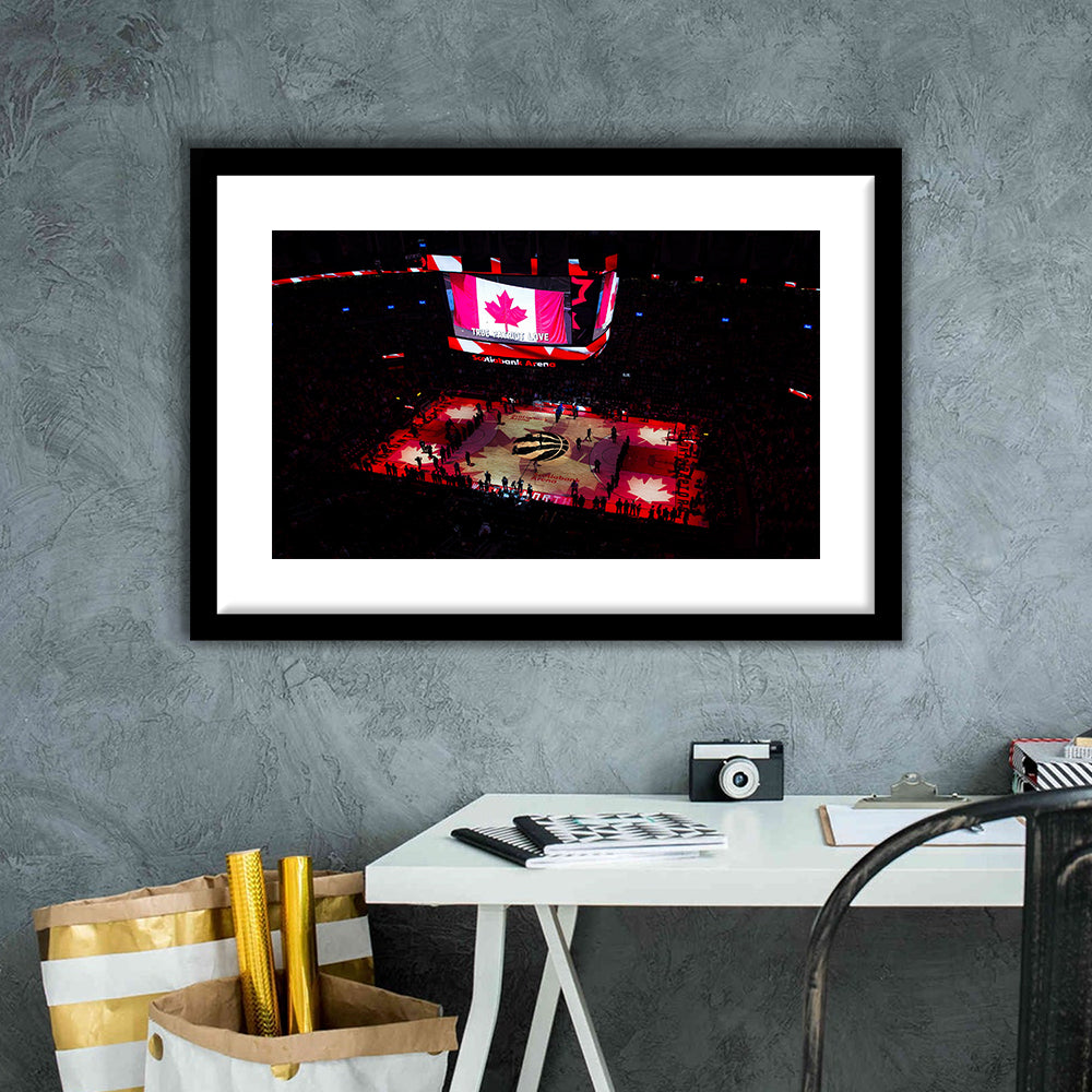 Raptors in Canada, Stadium Canvas, Sport Art, Gift for him, White Border Framed Art Print Wall Decor