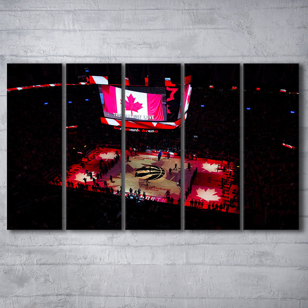 Raptors in Canada, Stadium Canvas, Sport Art, 5 Panel B, Extra Large Canvas, Canvas Print Wall Art