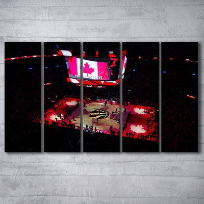 Raptors in Canada, Stadium Canvas, Sport Art, 5 Panel B, Extra Large Canvas, Canvas Print Wall Art