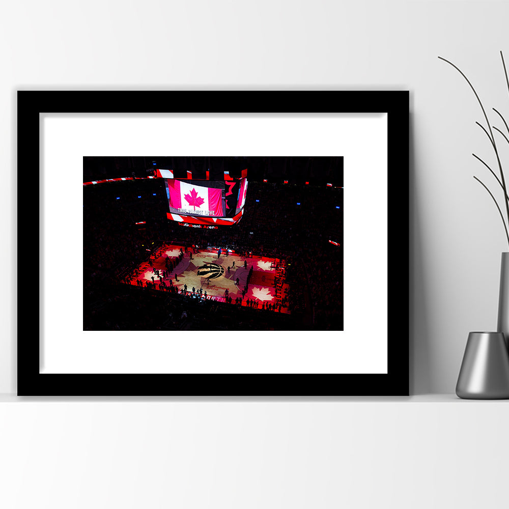 Raptors in Canada, Stadium Canvas, Sport Art, Gift for him, White Border Framed Art Print Wall Decor