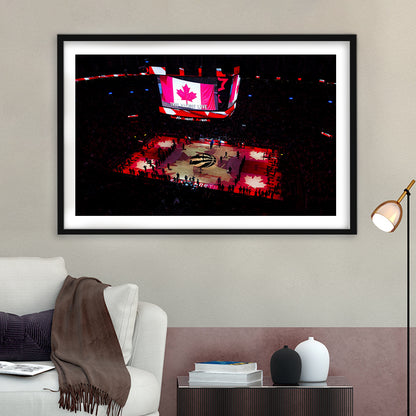 Raptors in Canada, Stadium Canvas, Sport Art, Gift for him, White Border Framed Art Print Wall Decor