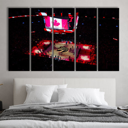 Raptors in Canada, Stadium Canvas, Sport Art, 5 Panel B, Extra Large Canvas, Canvas Print Wall Art