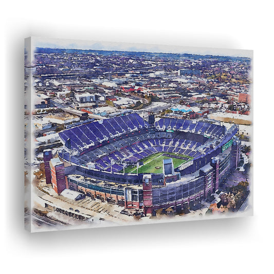 Ravens Stadium, M&T Bank Painting Stadium Watercolor, Sport Art, Gifts for him, Canvas Print Wall Art
