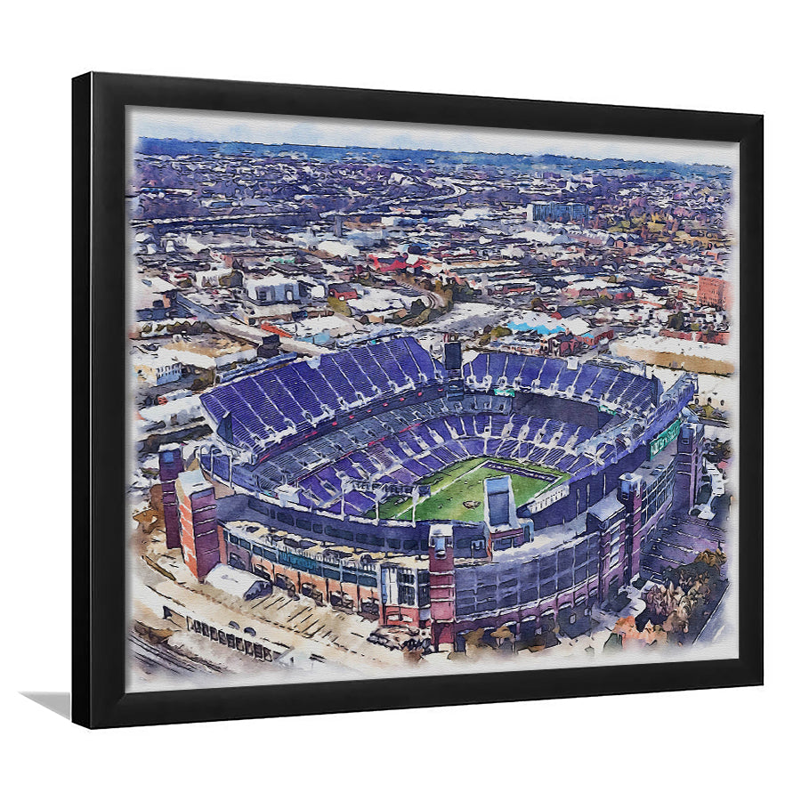 Ravens Stadium, M&T Bank Painting Stadium Watercolor, Sport Gift Art, Framed Art Print Wall Decor