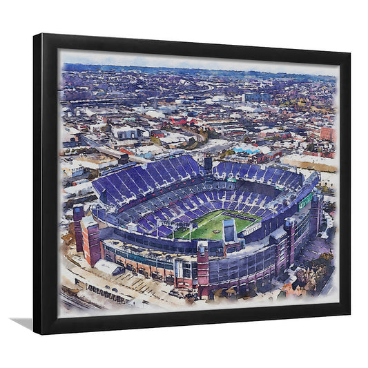 Ravens Stadium, M&T Bank Painting Stadium Watercolor, Sport Gift Art, Framed Art Print Wall Decor