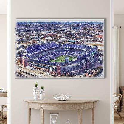 Ravens Stadium, M&T Bank Painting Stadium Watercolor, Sport Art, Gifts for him, Canvas Print Wall Art